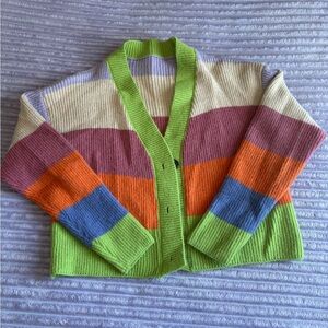 SHEIN One Size Colorblock Striped Knit Cardigan 🌈💚